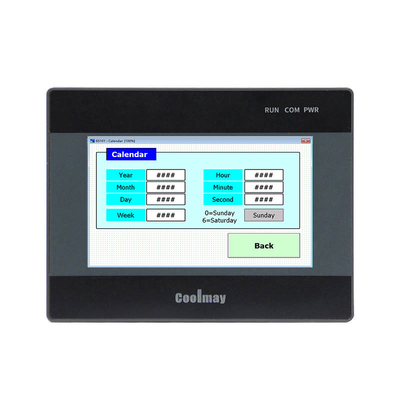 Coolmay 4.3'' IHM PLC Tout-en-un Intégré Écran Tactile 65536 Couleurs Vraies Port RS232/RS485 Compatible 485P FX3G/FX3U/FX3S avec température numérique Pour système d'eau EX3G-8043H-24MR